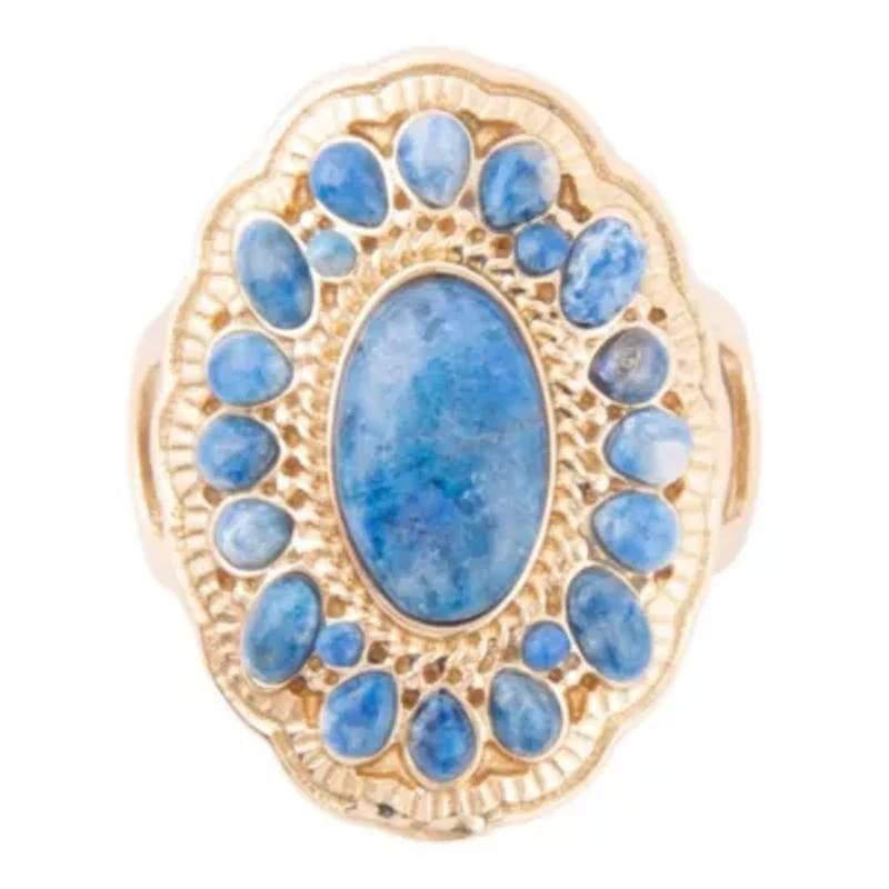 Concho Denim Blue Lapis Golden Ring