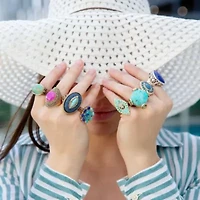 Concho Denim Blue Lapis Golden Ring