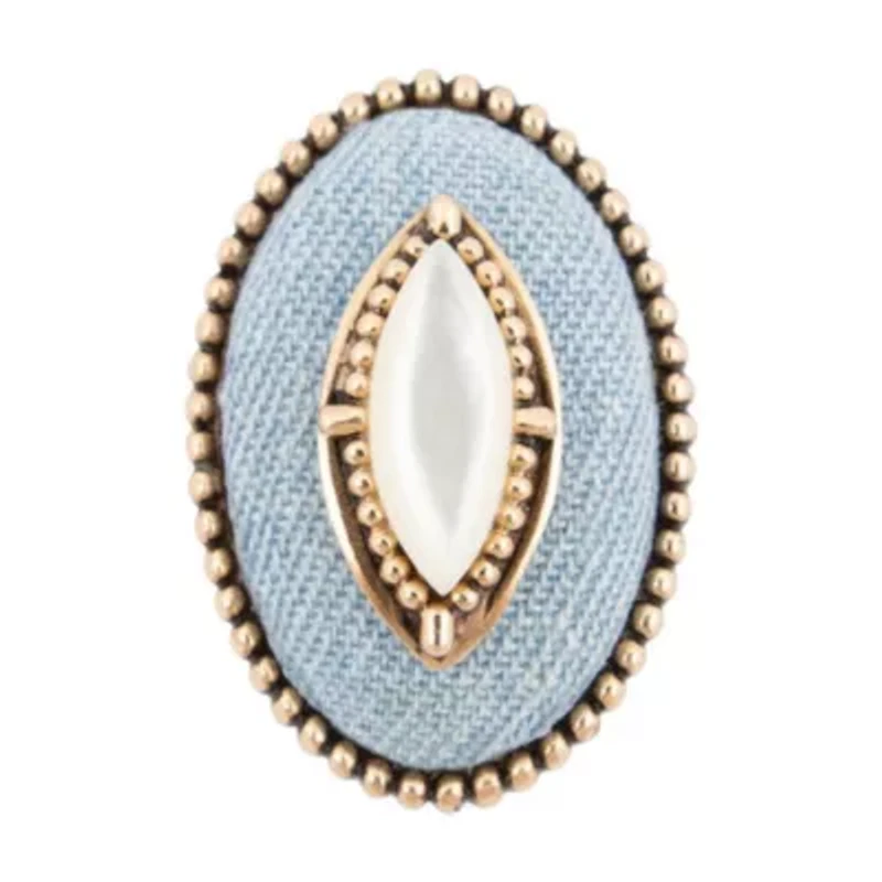 Denim Dreams White Mother of Pearl Golden Statement Ring