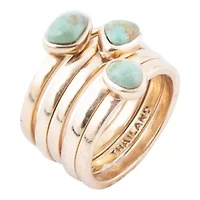 Blue Turquoise Golden Stacking Ring Set