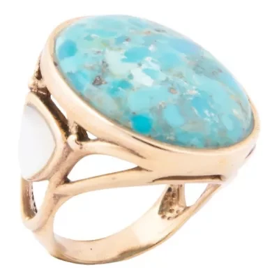 White Mother of Pearl Petals Golden Statement Ring