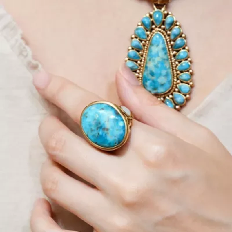 White Mother of Pearl Petals Golden Statement Ring