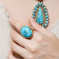 White Mother of Pearl Petals Golden Statement Ring