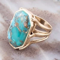 Dolce Blue Teal Turquoise Matrix and Golden Ring