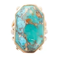 Dolce Blue Teal Turquoise Matrix and Golden Ring