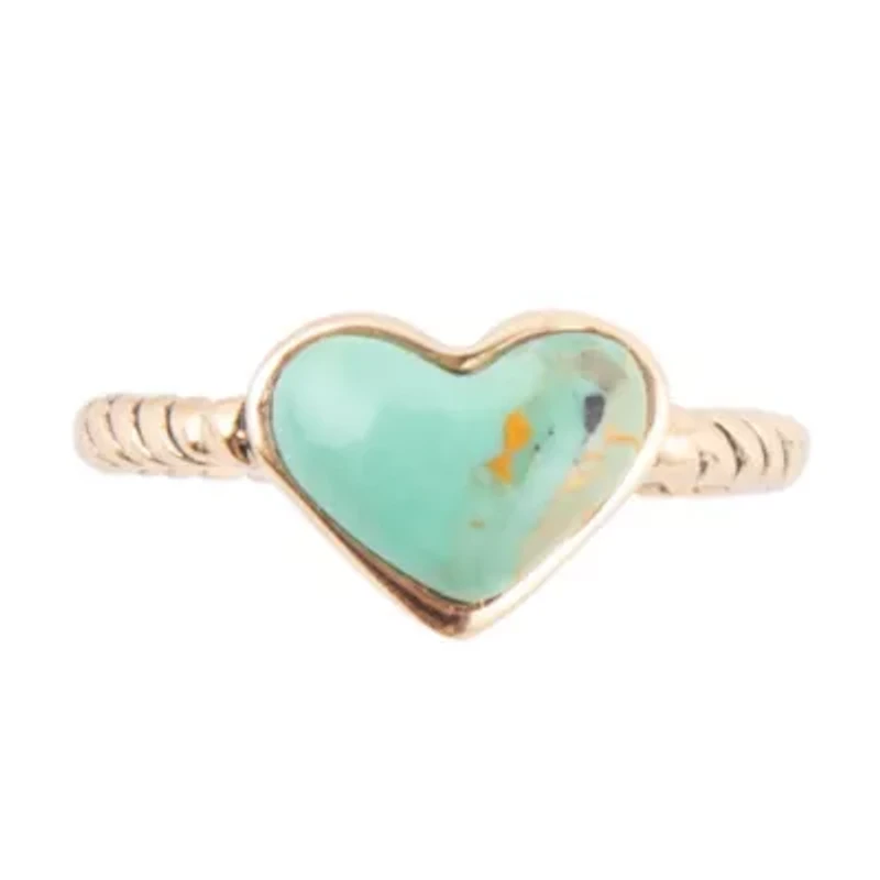 Rope My Heart Blue Turquoise and Golden Ring