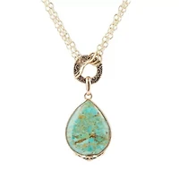 Abby Blue Turquoise and Golden Bronze Pendant Necklace