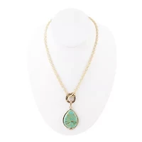 Abby Blue Turquoise and Golden Bronze Pendant Necklace