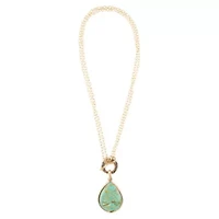Abby Blue Turquoise and Golden Bronze Pendant Necklace
