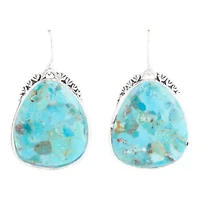 Agave Genuine Blue Turquoise and Silver Drop Earrings