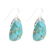 Agave Genuine Blue Turquoise and Silver Drop Earrings