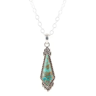 Anemone Long Diamond Blue Turquoise and Silver Necklace