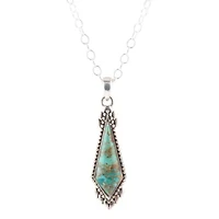 Anemone Long Diamond Blue Turquoise and Silver Necklace