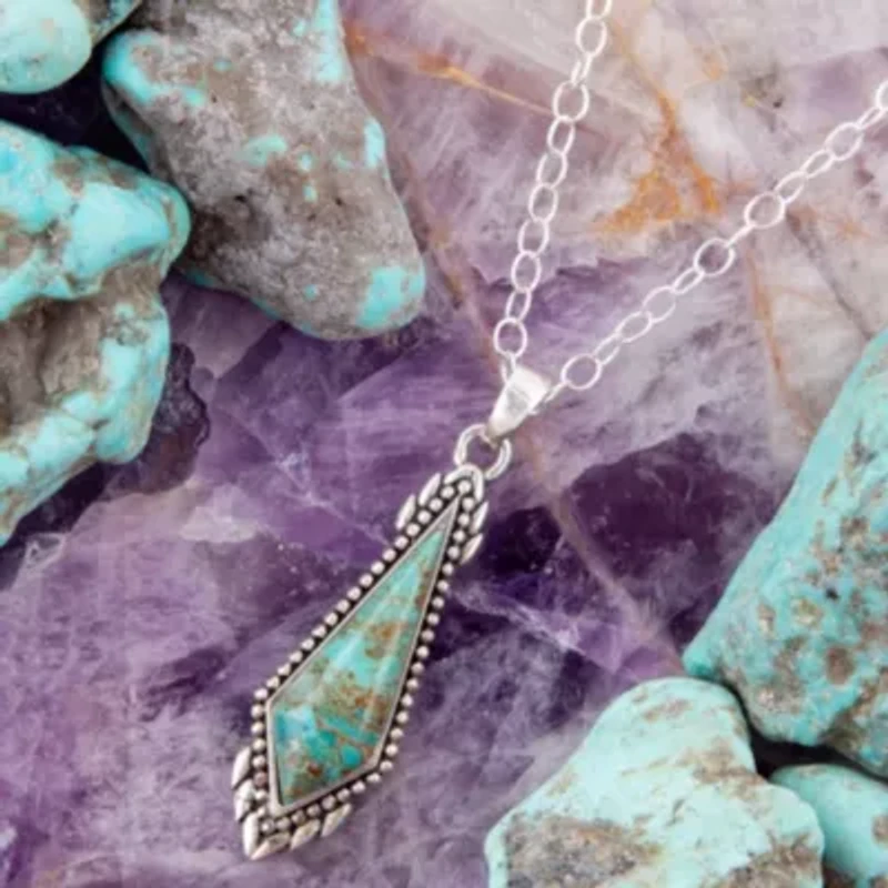 Anemone Long Diamond Blue Turquoise and Silver Necklace