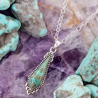 Anemone Long Diamond Blue Turquoise and Silver Necklace