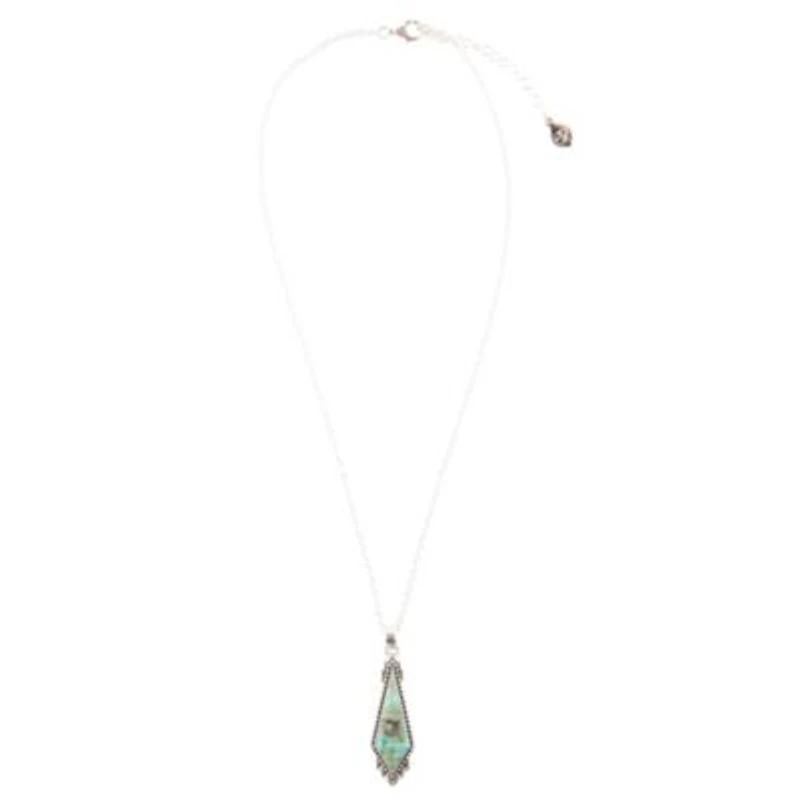 Anemone Long Diamond Blue Turquoise and Silver Necklace