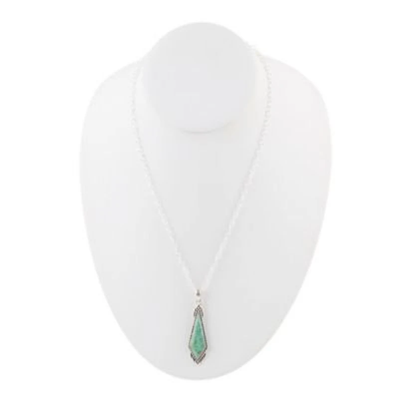 Anemone Long Diamond Turquoise and Sterling Silver Necklace
