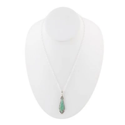 Anemone Long Diamond Turquoise and Sterling Silver Necklace