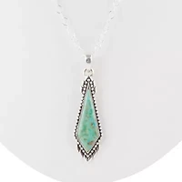 Anemone Long Diamond Turquoise and Sterling Silver Necklace