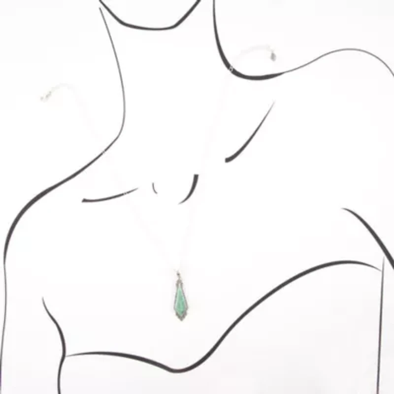 Anemone Long Diamond Turquoise and Sterling Silver Necklace