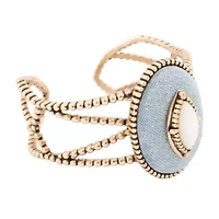 Blue Denim Dreams White Mother of Pearl Golden Cuff Bracelet