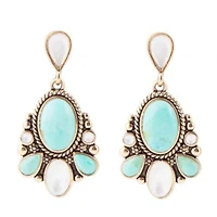 Barcelona Turquoise and Mother of Pearl Post Drop Earrings