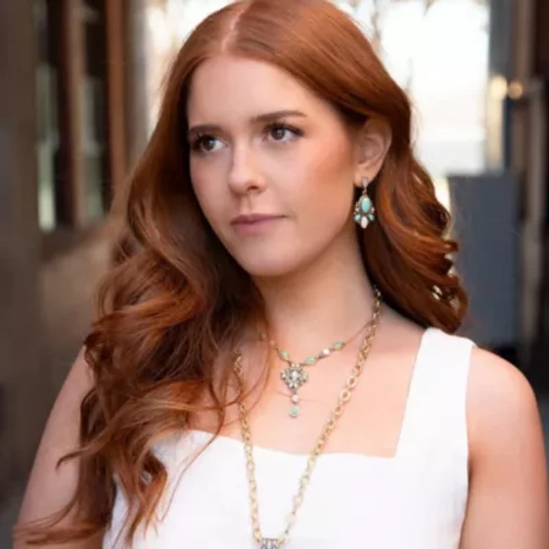 White Mother of Pearl and Blue Turquoise Golden Barcelona Y-Necklace