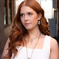 White Mother of Pearl and Blue Turquoise Golden Barcelona Y-Necklace