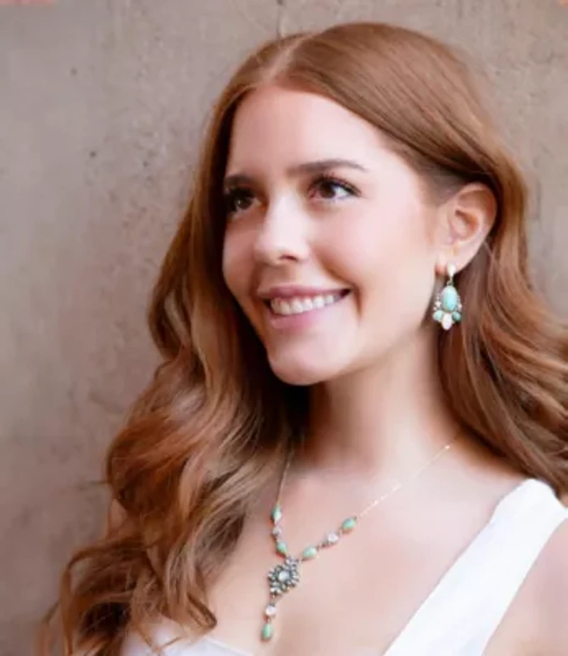 White Mother of Pearl and Blue Turquoise Golden Barcelona Y-Necklace