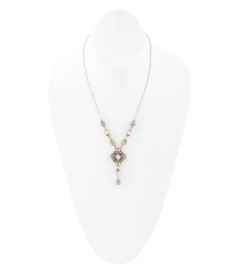 White Mother of Pearl and Blue Turquoise Golden Barcelona Y-Necklace