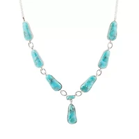 Biwa Blue Turquoise and Silver Link Necklace