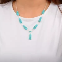 Biwa Blue Turquoise and Silver Link Necklace