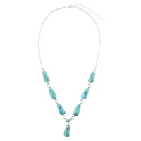 Biwa Blue Turquoise and Silver Link Necklace