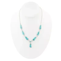 Biwa Blue Turquoise and Silver Link Necklace