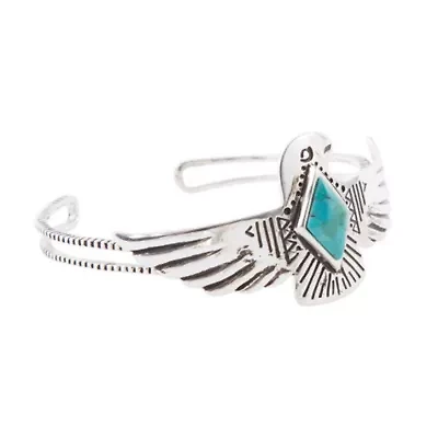 Blue Turquoise and Silver Phoenix Cuff Bracelet