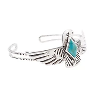 Blue Turquoise and Silver Phoenix Cuff Bracelet