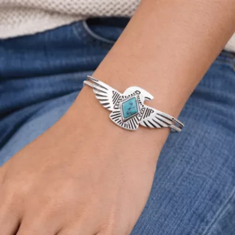 Blue Turquoise and Silver Phoenix Cuff Bracelet