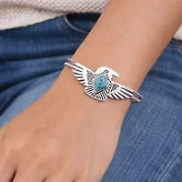 Blue Turquoise and Silver Phoenix Cuff Bracelet