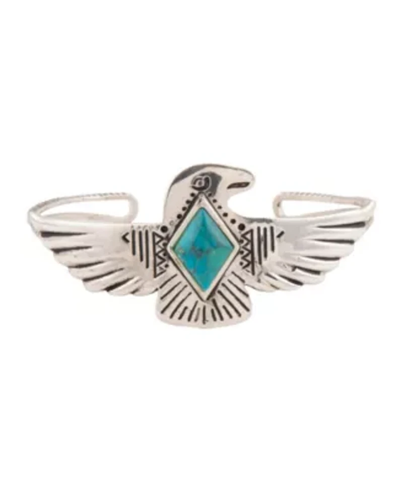 Blue Turquoise and Silver Phoenix Cuff Bracelet