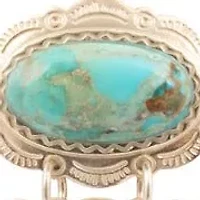 Bronco Blue Turquoise Silver Concho Pendant Leather Necklace