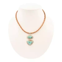 Bronco Blue Turquoise Silver Concho Pendant Leather Necklace