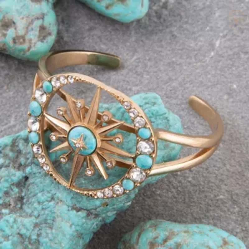 Celestial Turquoise Golden Cuff Bracelet