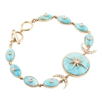 Celestial Blue Turquoise Golden Link Bracelet