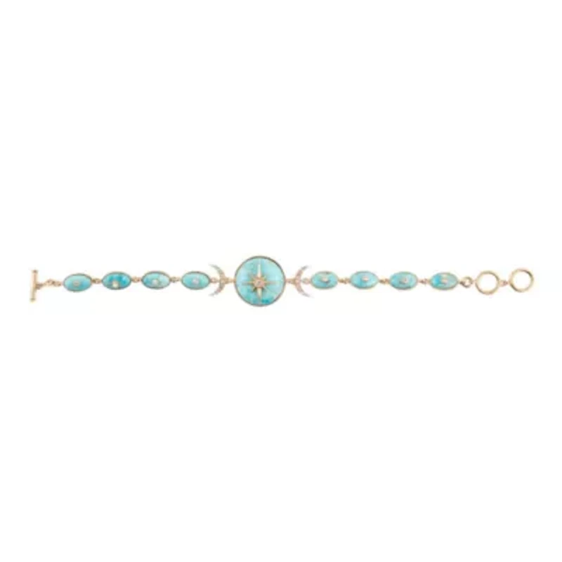 Celestial Blue Turquoise Golden Link Bracelet