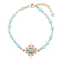 Celestial Blue Turquoise Golden Beaded Bracelet