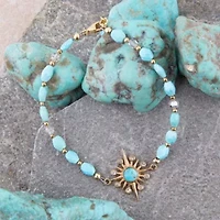 Celestial Blue Turquoise Golden Beaded Bracelet