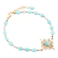 Celestial Blue Turquoise Golden Beaded Bracelet