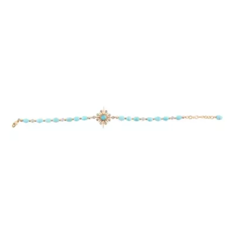 Celestial Blue Turquoise Golden Beaded Bracelet
