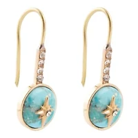 Celestial Blue Turquoise Golden Drop Earrings