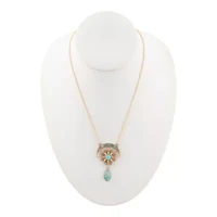 Celestial Blue Turquoise Golden Drop Necklace